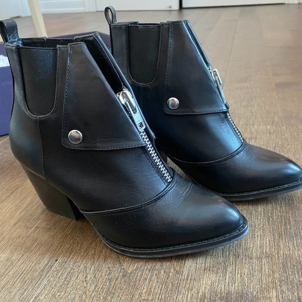 Shellys London Womens Scalone Leather Heeled Ankle Boots Size 6